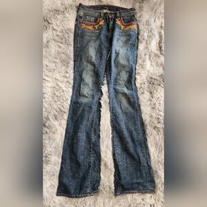 People 4 Peace Vintage Y2K Embroidered Jeans 24 Denim Western BENIFITS CHARITY